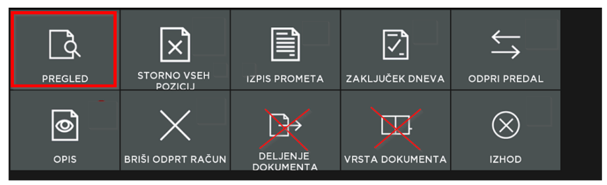 Meni za pregled računov