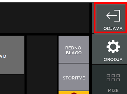 Gumb za odjavo iz blagajne