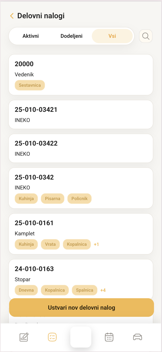 Seznam delovnih nalogov