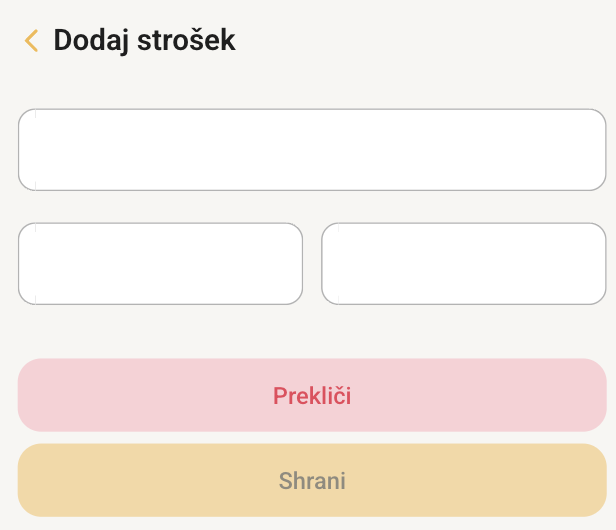 Obrazec za dodajanje stroška