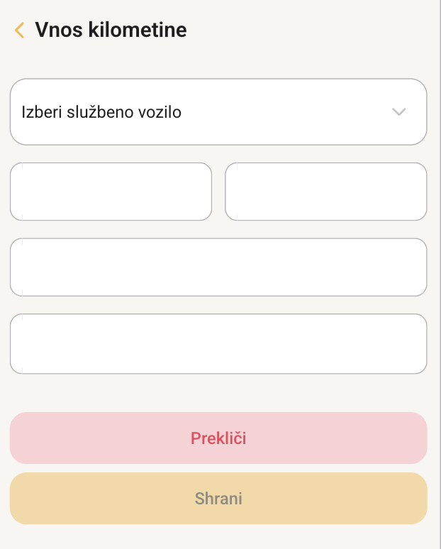 Obrazec za dodajanje kilometrine