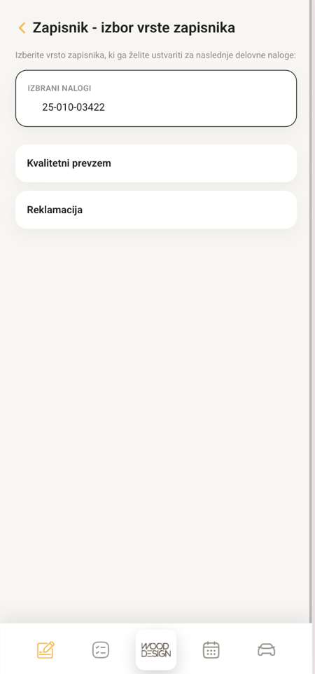 Izbor vrste zapisnika