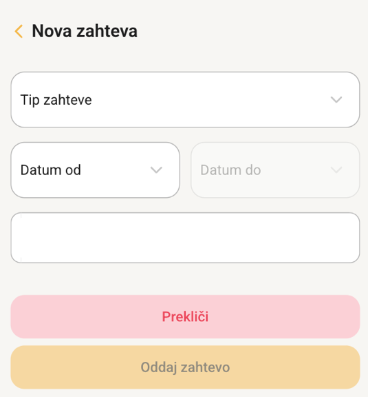 Obrazec za oddajo nove zahteve